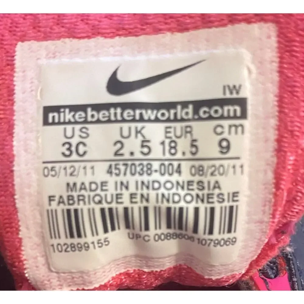 Nike‎ Toddler Girls Sneakers Black Pink White Size 3C Baby Shoes Playground - Picture 7 of 8